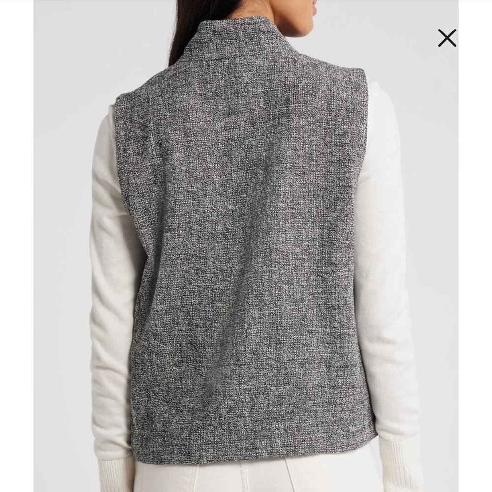 Eileen Fisher Stand Collar Stretch Organic Cotton Tweed Vest, M, EUC - Picture 2 of 10
